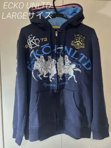 [ ECKO UNLTD ] 네이비 지퍼 후드티 남성용 LARGE