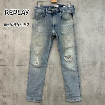 REPLAY 리플레이 데미지 가공 데님 팬츠 36인치 스트레치