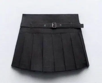 ZARA 그레이 체크 무늬 플리츠 스커트