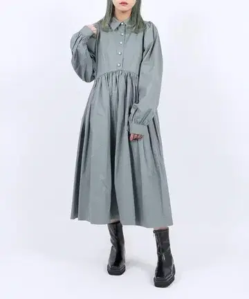 펄 버튼 셔츠 원피스 푸뉴즈 색스 긴팔 사이즈2 PUNYUS