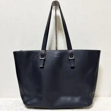 새상품급 Paul Smith 올 가죽 토트백 네이비 멀티 스트라이프