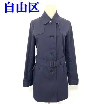 자유구 트렌치코트 네이비 벨트 면 코튼 38 C2179