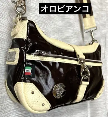 [새상품급] Orobianco 숄더백 브라운 나일론 부분 가죽