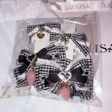 LIZLISA 스트로베리 깅엄 4개 세트 클립