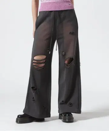 Sweat Distressed Wide Pants