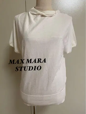 MAX MARA STUDIO 화이트 5부 소매 T셔츠 니트 이탈리아제