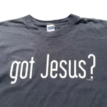 00s got Jesus? 갓 지저스 메시지 티셔츠 흑먹색