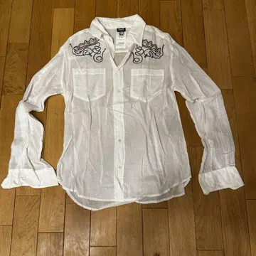D&G 자수 화이트 린넨 셔츠 36/50