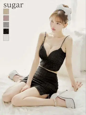 ROBE de FLEURS Glossy 블랙 S 사이즈