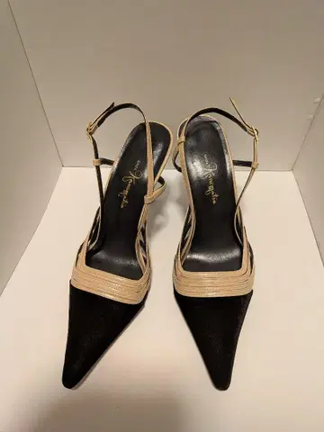 블랙/베이지 스틸레토 하이힐 긴자 카네마츠 23.5cm