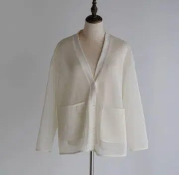 미사용 새상품 pois 더블 메쉬 가디건 White
