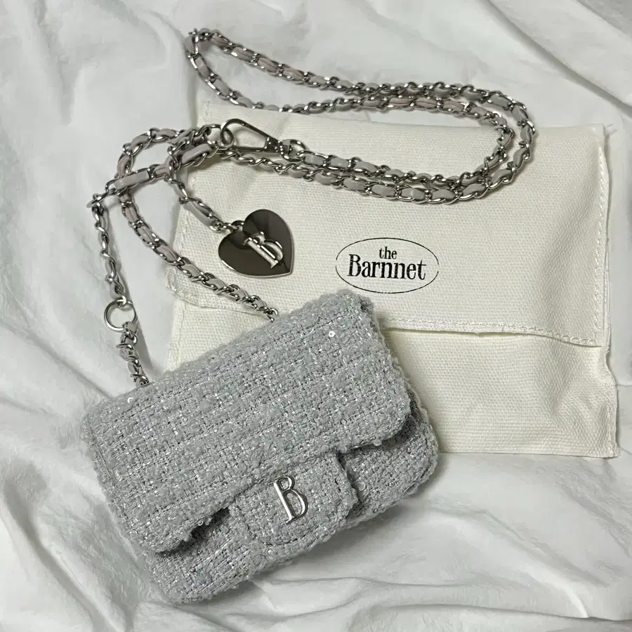 The Barnnet Tweed Chain Belt Mini Bag バーネット バッグ The Barnnet] Tweed Chain Belt Mini Bag_Ivory 正規品 韓国