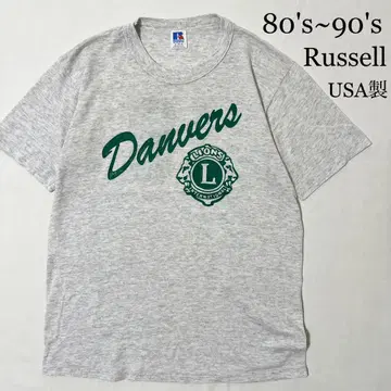 80년대 90년대 Russell USA 프린트 티셔츠 싱글 스티치