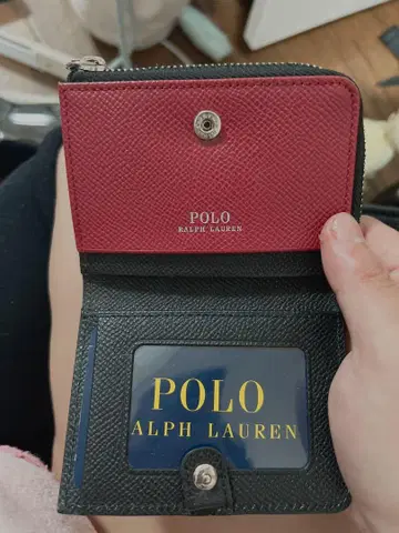 Polo Ralph Lauren 접이식 지갑 블랙/빨간색
