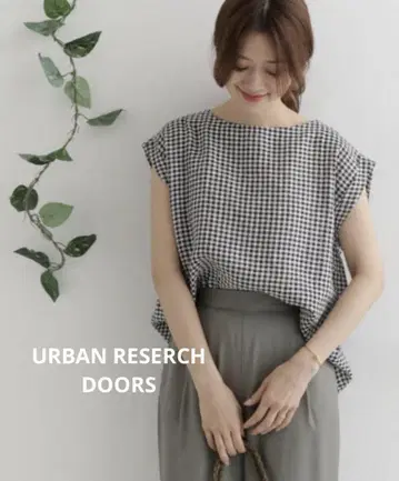 [새상품급] URBAN RESEARCH DOORS 린넨 체크 블라우스