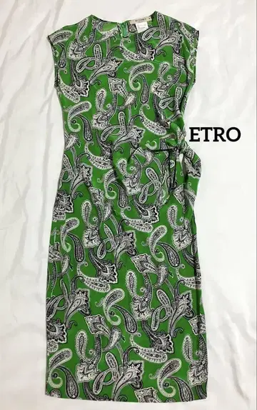ETRO 에트로 실크 100% 페이즐리 드레스 원피스 그린