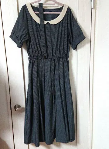 안아나더 앙제 원피스 체크 무늬