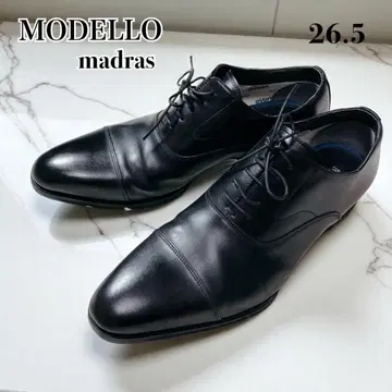 미사용급 MODELLO 모데로 마드라스 스트레이트 팁 블랙 가죽