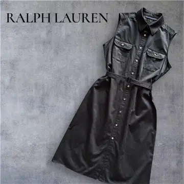 Ralph Lauren 블랙 슬리브리스 원피스 빅 셔츠 벨트