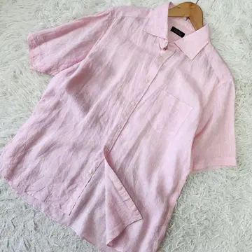 [ 새상품급 / XL ] 바니스뉴욕 반팔 셔츠 린넨 100% 핑크 계열