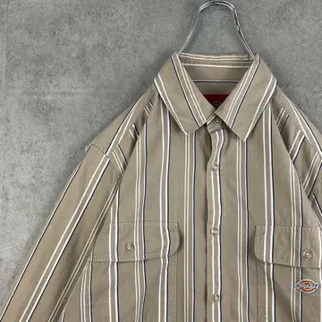 [구하기 어려움] Dickies 디키즈 (M) 스트라이프 워크 셔츠 긴팔