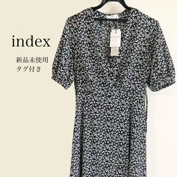 index 블랙 흰 꽃 패턴 미디 드레스 미사용 새상품