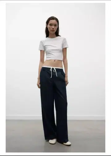 zara 와이드 레그 팬츠 더블 브레스트 L