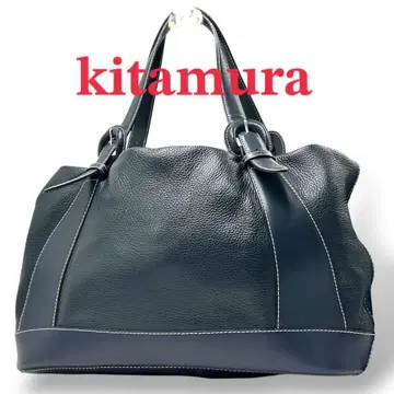 키타무라 Kitamura 가죽 토트백 네이비