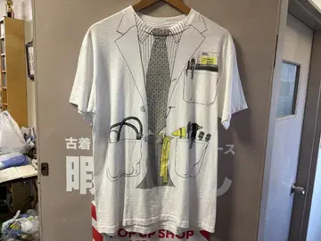 Hanes 의료 흰옷 트릭 아트 티셔츠 90년대