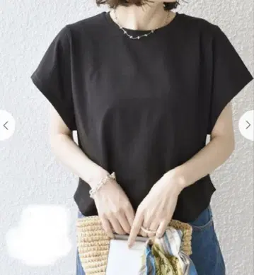 SHIPS 코튼 천축 돌먼 슬리브 TEE S 블랙