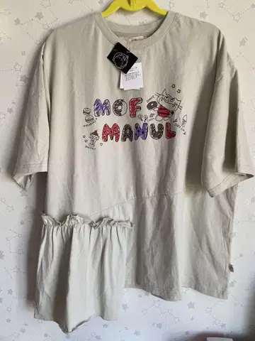 mof manul 모프마눌 반팔 T셔츠 하늘하늘 장식