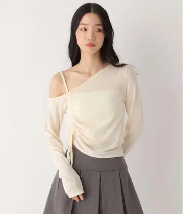 Heather 아시메 헴 드로스트 티셔츠