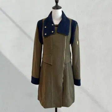 1740 [ Kihara ] 울 롱 코트 풀 집업 한국제 배색
