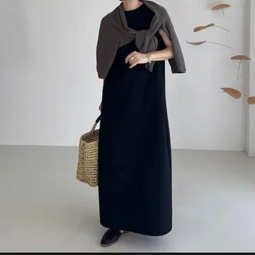 aqgue 시어서커 드레스 /BLACK