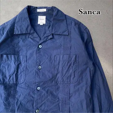 Sanca Cuba L/S 셔츠 쿠바 셔츠 네이비 일본제