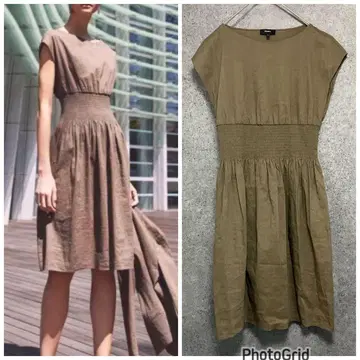 새상품급 띠어리 Eco Crunch Wash Smocked Dress P