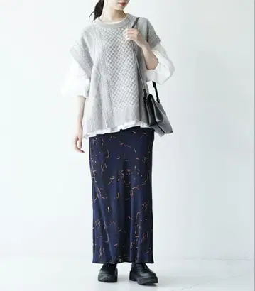 SACRA 섀도우 플라워 SHADOW FLOWER 머메이드 스커트