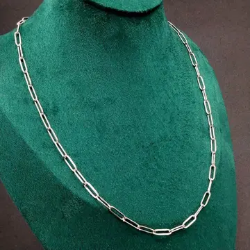 실버 체인 링크 롱 목걸이 (심플)
