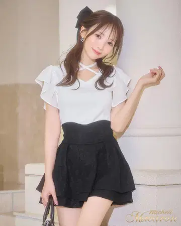 미셸 마카롱 XS 사이즈 슬림 레그 스커트, 슬림 레그핏 블랙
