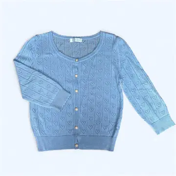 PATTERN 패턴 하트 무늬 하늘색 가디건 M 사이즈 엠보싱 가공