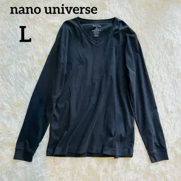 새상품급 nano universe L [ 긴팔 티셔츠 ] 롱T V넥 블랙