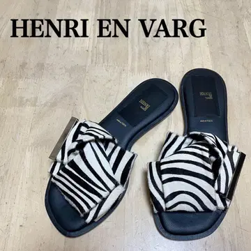 새상품급 HENRI EN VARG 리본 플랫 샌들 제브라 패턴