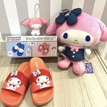 새상품급 마이멜로디 3세트 봉제 인형 마스코트 샌들 24cm 미사용