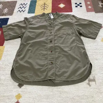 MHL. 반팔 밴드 카라 셔츠 카키 코튼 1