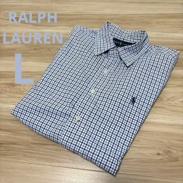 RALPH LAUREN 깅엄 체크 L 버튼 다운 셔츠 반팔