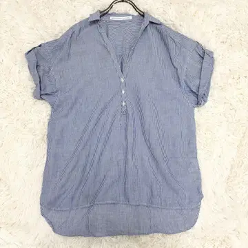 Spick & Span 셔츠 린넨 스트라이프 스키퍼 블루