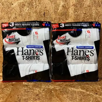 Hanes 70TH ANNIVERSARY 3팩 티셔츠 L 2세트