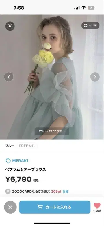 MERAKI 페플럼 시어 블라우스