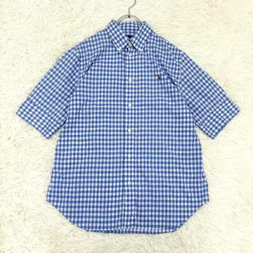 랄프 로렌 깅엄 체크 컬러 포니 버튼 다운 셔츠 근대 택 L