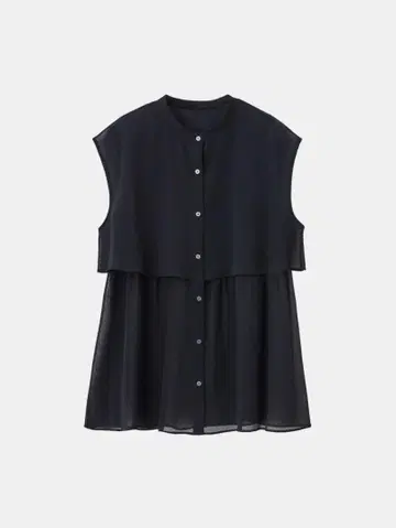 PLST 시어 도트 레이어드 셔츠 BLACK